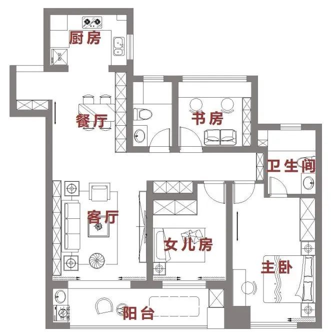 三口之家丨客餐廳一體＋超贊書架墻，滿滿精致感！