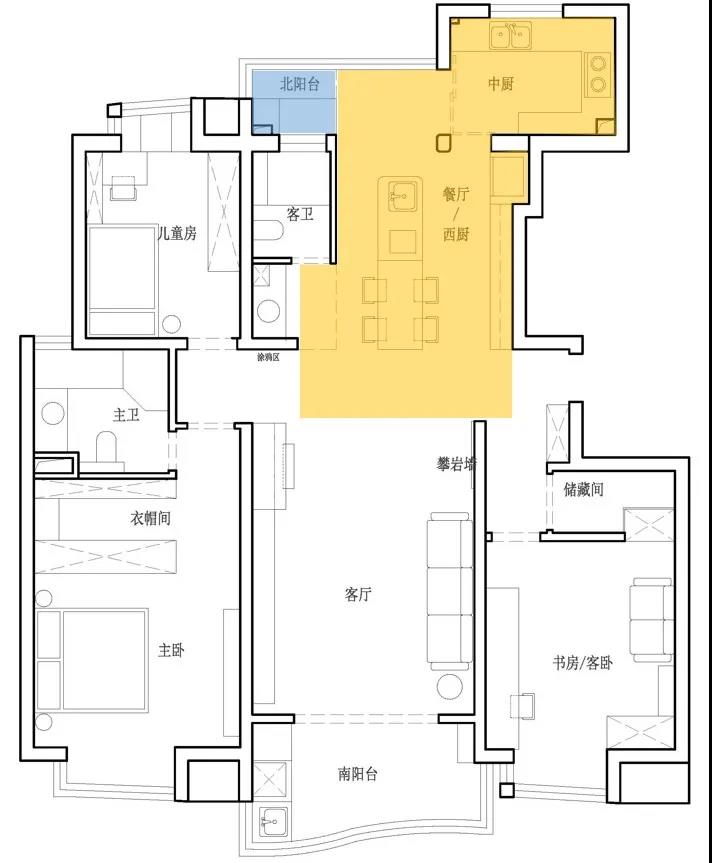 客廳打造攀巖墻、主臥隔出衣帽間，這家舊房超會(huì)改	