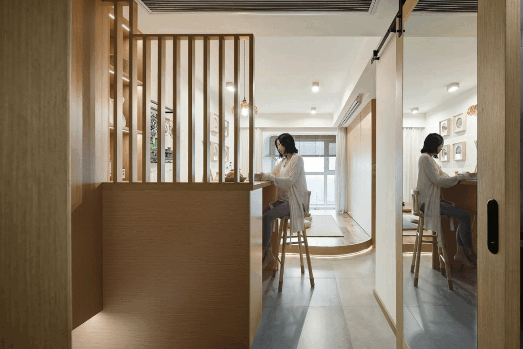 玄關(guān)吧臺餐廳＋禪意品茗客廳，枷鎖90㎡日式慢生活