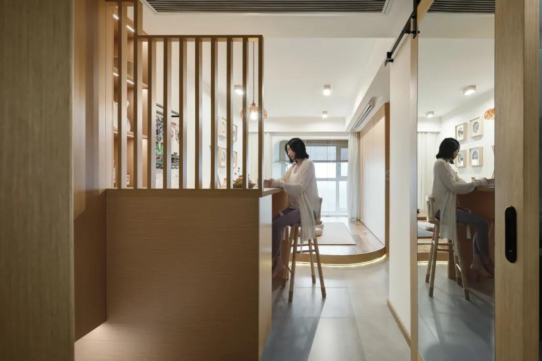 玄關(guān)吧臺餐廳＋禪意品茗客廳，枷鎖90㎡日式慢生活