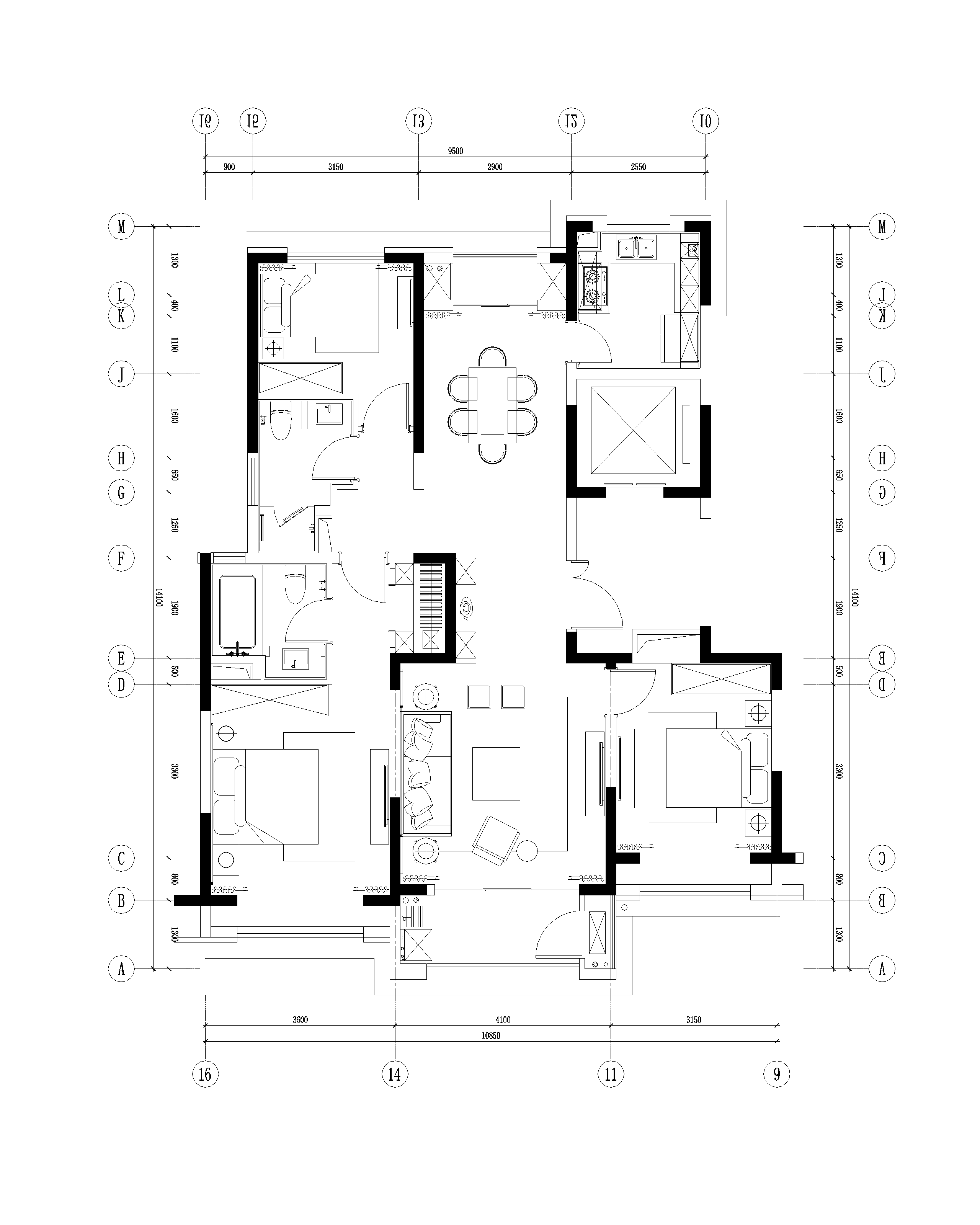 120㎡三居橫廳這么長(zhǎng)，反而拉近全家人距離	