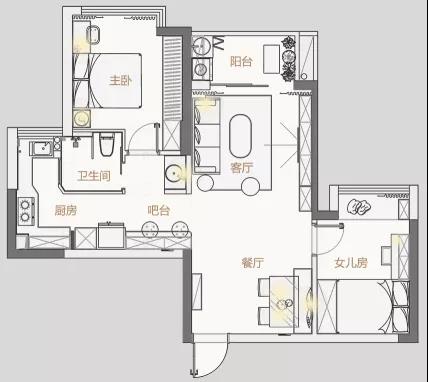 全屋收納+卡座+吧臺(tái)，我家72㎡小兩居又美又颯